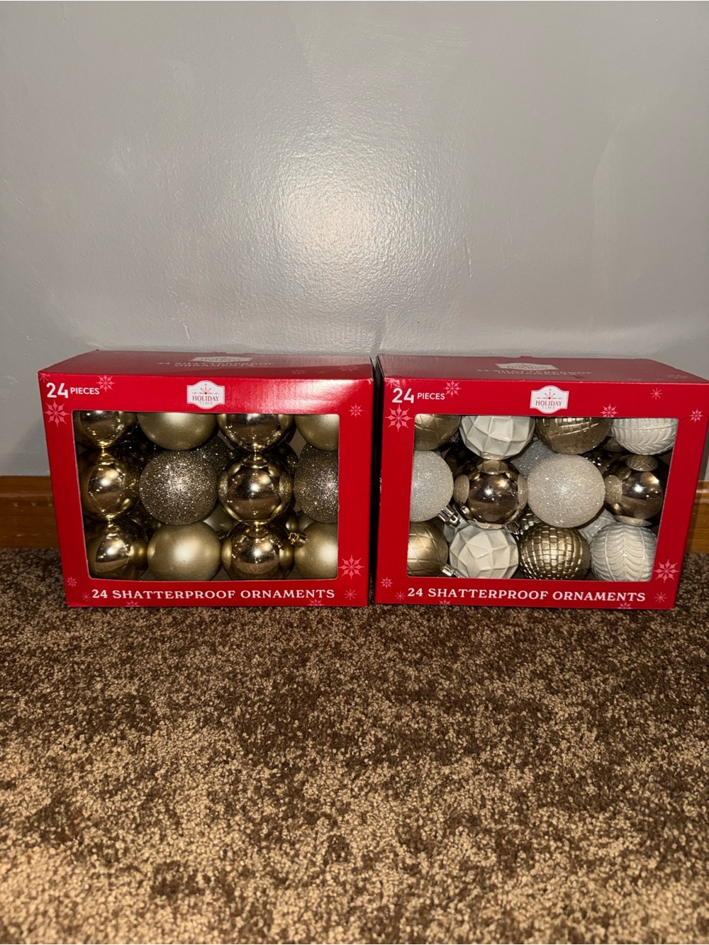 Holiday Time Gold Christmas Ornaments